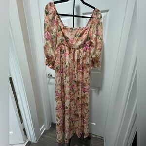 🛑 Allison + Kelly Floral Print Women's Dress - Puff Sleeve - Maxi (S) NWT